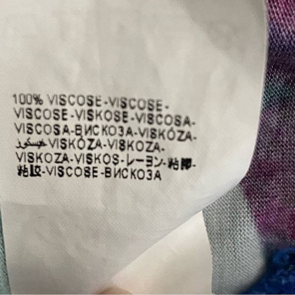 Desigual | White Blue Floral Mixed Media Short Sleeve Top - Picture 11 of 11